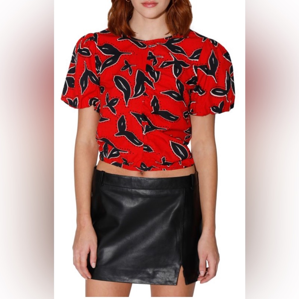 Walter Baker Fiona Print Ruched Top Size XS NWT $ 158